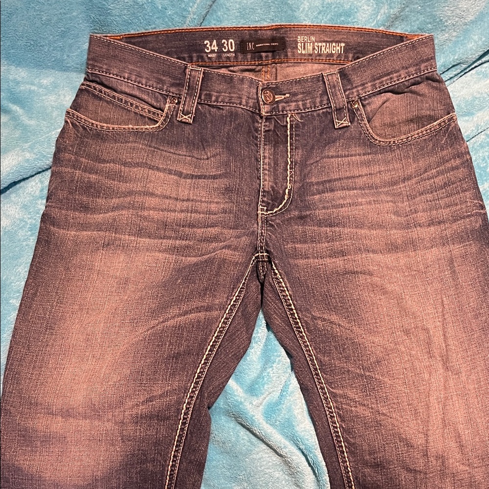 INC International Concepts Men's Slim Straight Jeans - Dark Blue